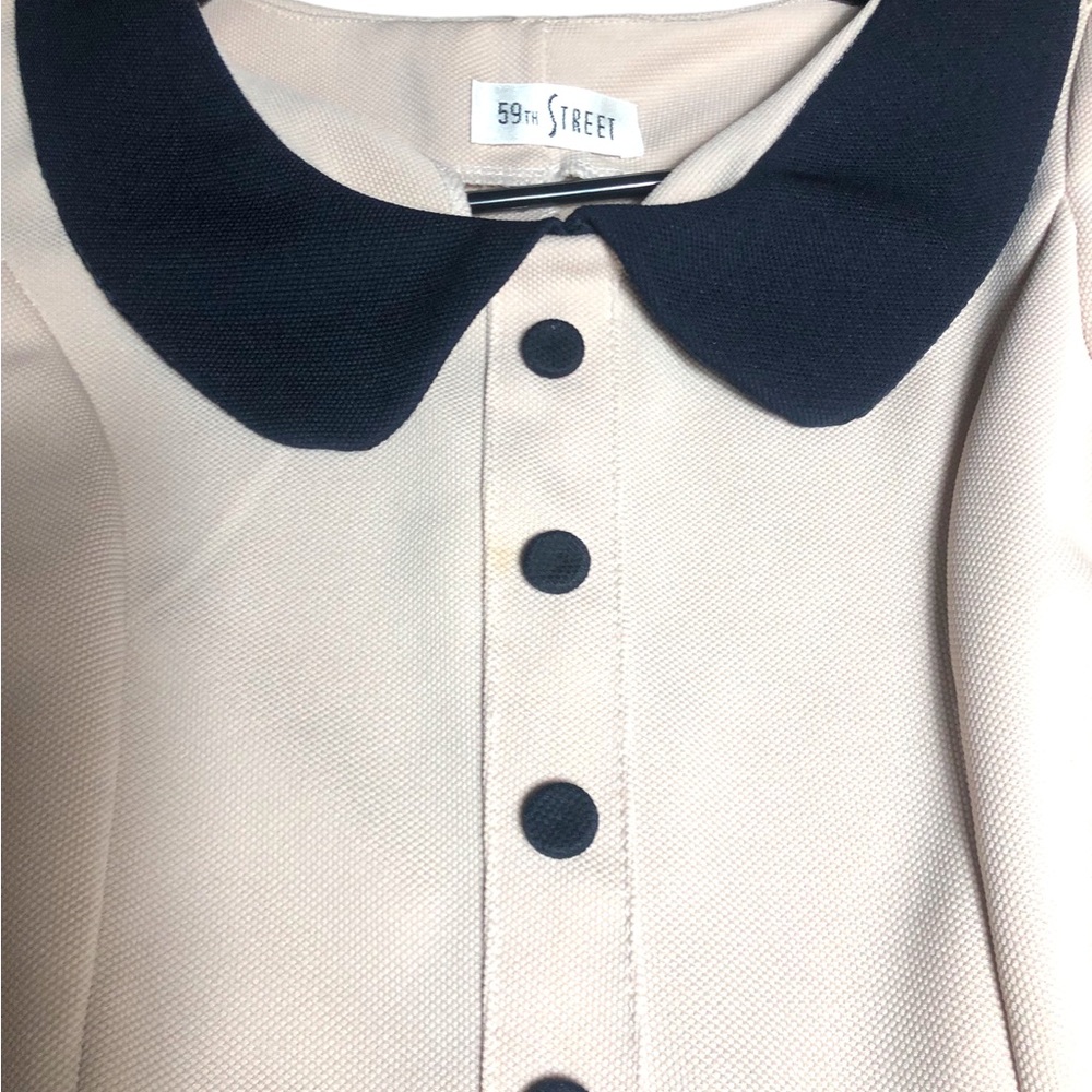 59th Street CUTE MINI CONTRAST COLLAR LONG SLEEVE SKATER DRESS